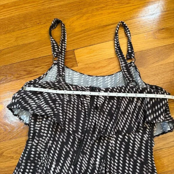 Free People Paper Flower Single Ruffle Black Print A-Line Mini Dress -Size 8 NWT - Picture 5 of 6